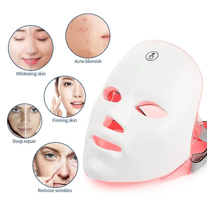 Wireless 7 Colors LED Facial Neck Mask
